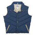WOOLRICH Womens Blue Cotton Blend Button Jacket L Woven Puffer Vest