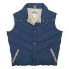 WOOLRICH Womens Blue Cotton Blend Button Jacket L Woven Puffer Vest