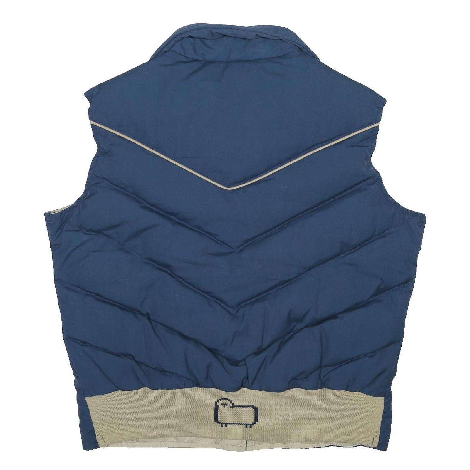 WOOLRICH Womens Blue Cotton Blend Button Jacket L Woven Puffer Vest