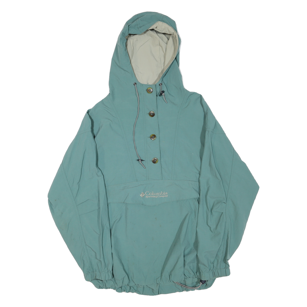 COLUMBIA Womens Blue Green Outdoor Jacket M Polyester Blend Hooded Zip Relaxed