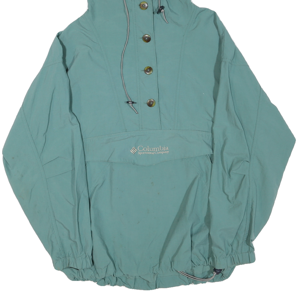 COLUMBIA Womens Blue Green Outdoor Jacket M Polyester Blend Hooded Zip Relaxed