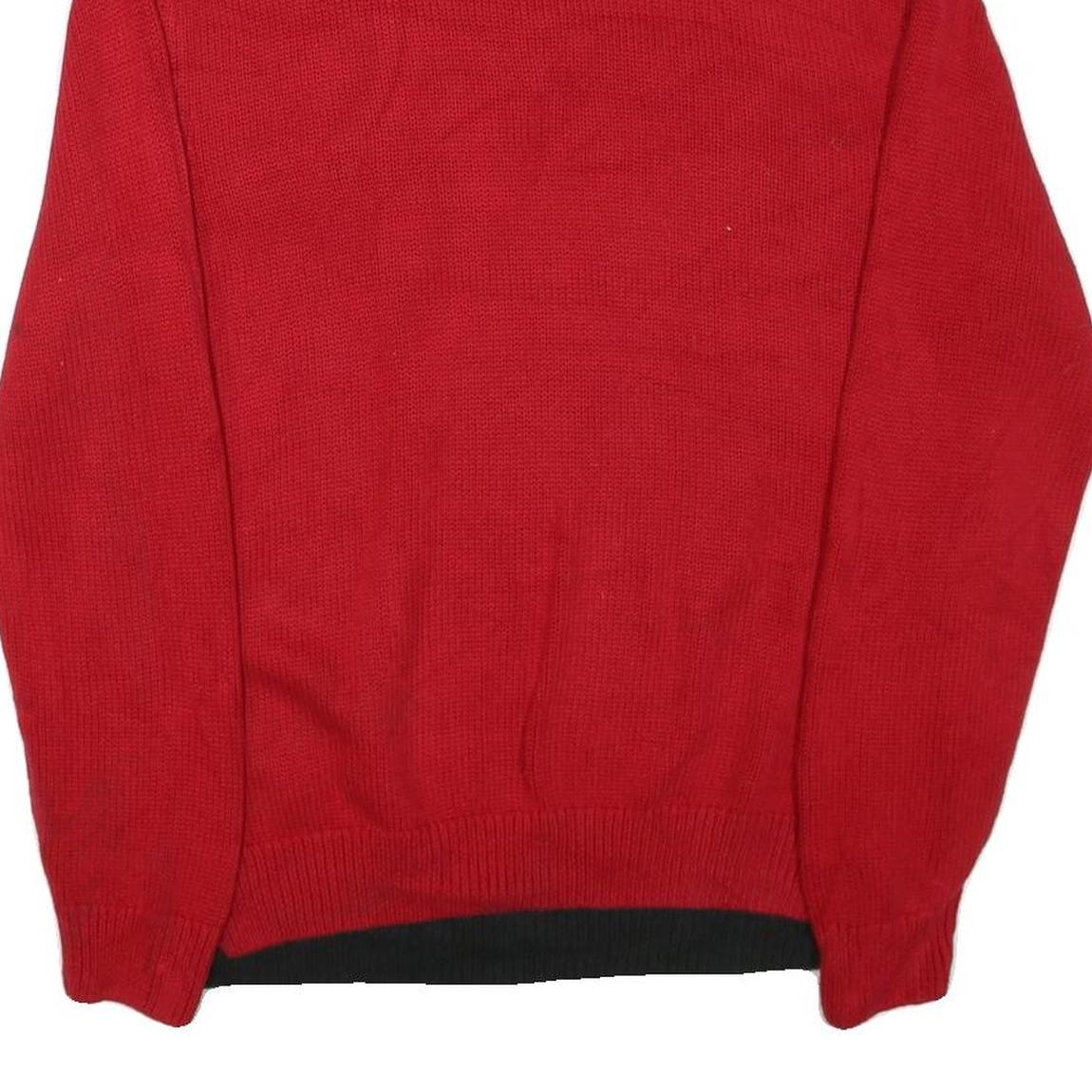 CHAPS Mens Red & Black Patterned Pullover Jumper Half Zip Cotton Blend L