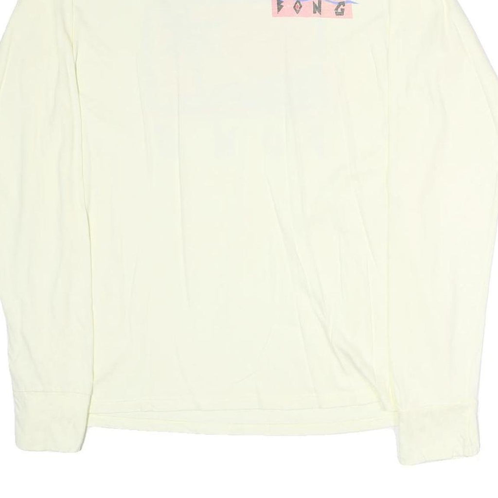 BILLABONG Mens Cream Graphic T-Shirt L Long Sleeve Crew Neck Cotton
