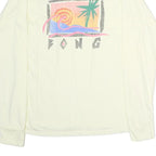 BILLABONG Mens Cream Graphic T-Shirt L Long Sleeve Crew Neck Cotton