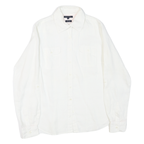 TOMMY HILFIGER Womens White Cotton Blend Shirt M Classic Button-Down Long Sleeve
