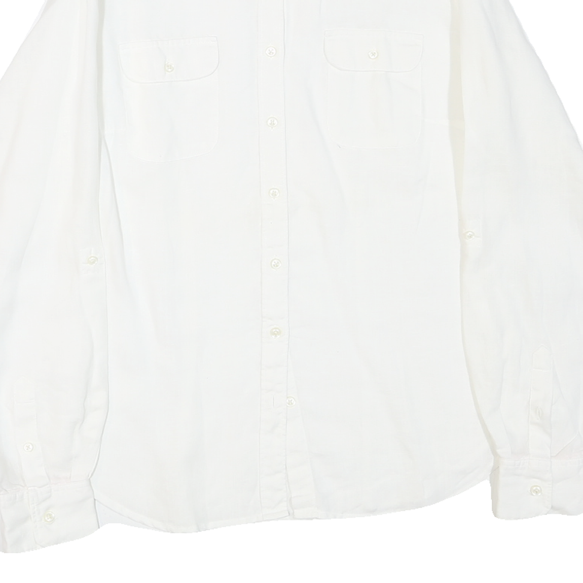 TOMMY HILFIGER Womens White Cotton Blend Shirt M Classic Button-Down Long Sleeve