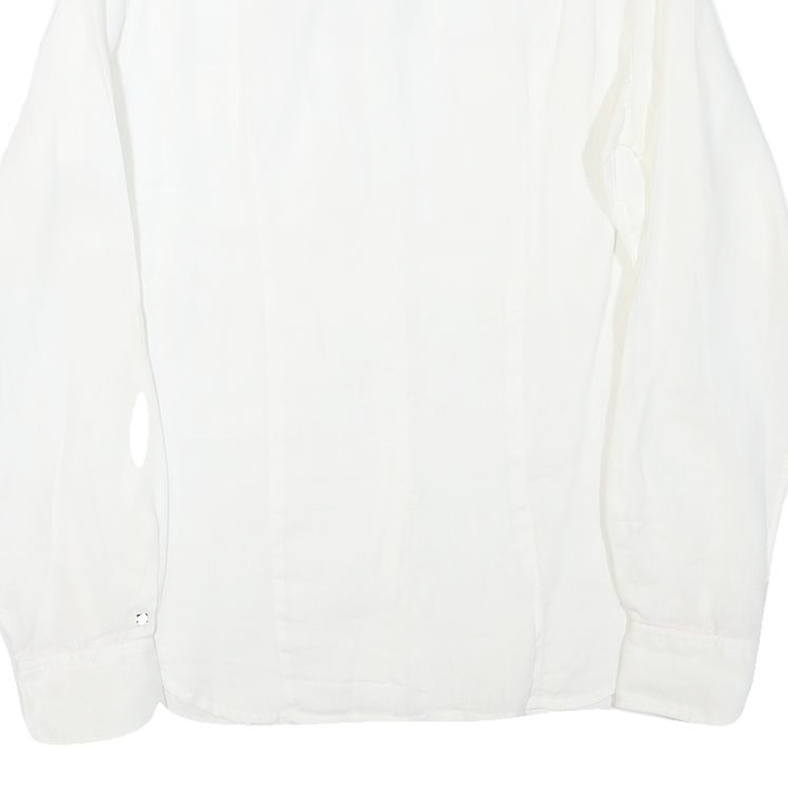 TOMMY HILFIGER Womens White Cotton Blend Shirt M Classic Button-Down Long Sleeve