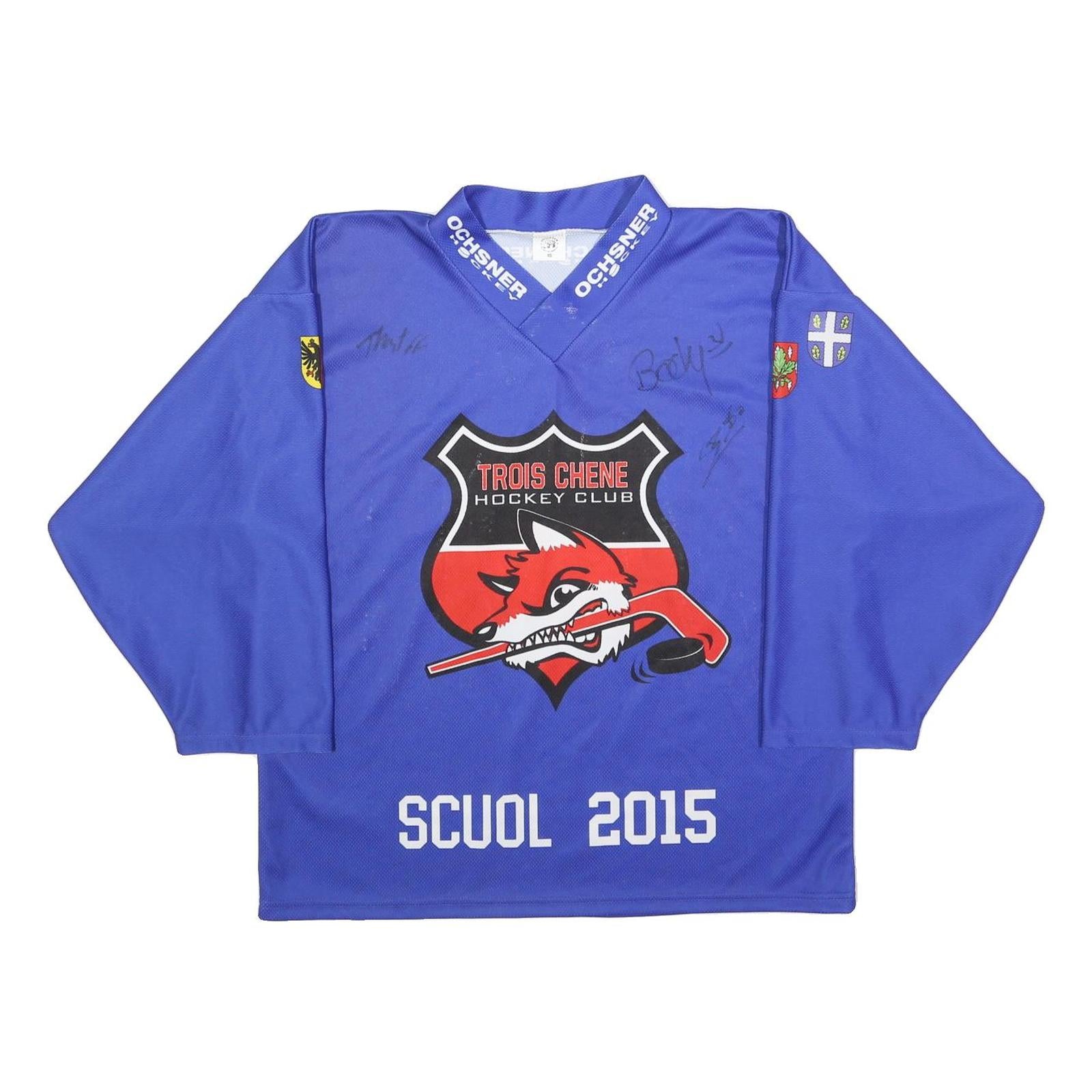 OCHSNER HOCKEY Mens Blue Troischene Hockey Club XS Long Sleeve V-Neck Graphic