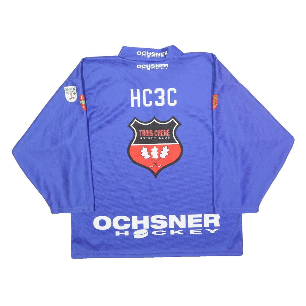 OCHSNER HOCKEY Mens Blue Troischene Hockey Club XS Long Sleeve V-Neck Graphic