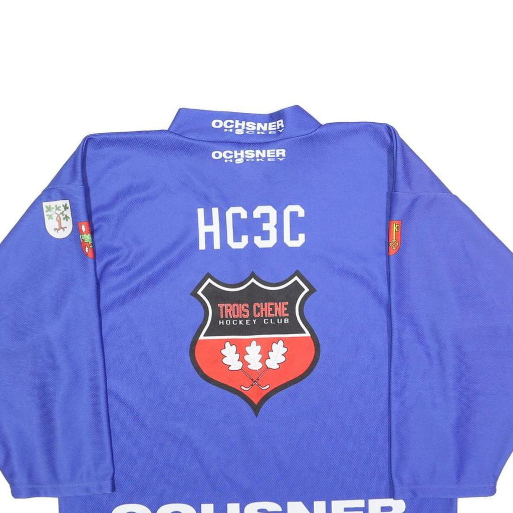 OCHSNER HOCKEY Mens Blue Troischene Hockey Club XS Long Sleeve V-Neck Graphic