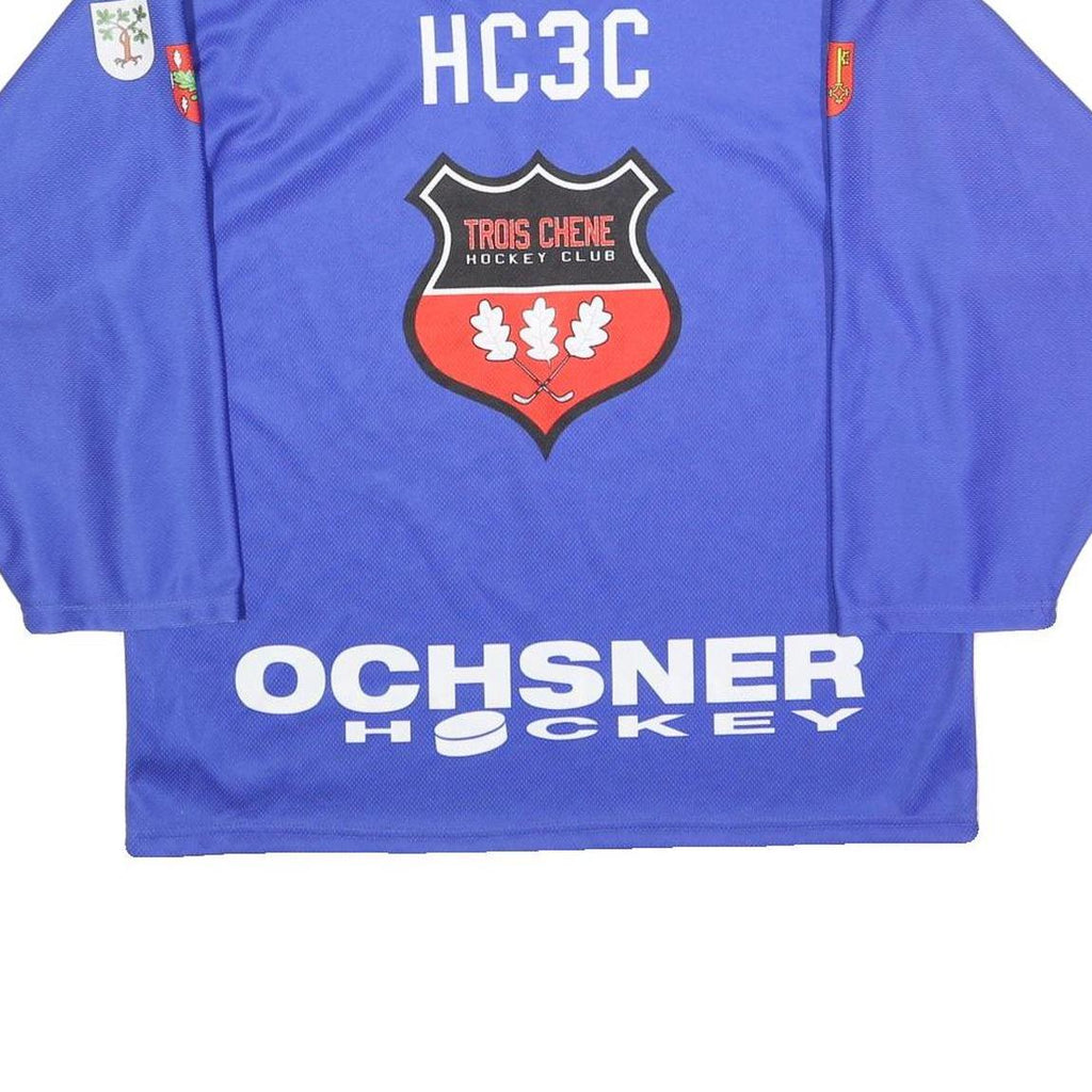 OCHSNER HOCKEY Mens Blue Troischene Hockey Club XS Long Sleeve V-Neck Graphic