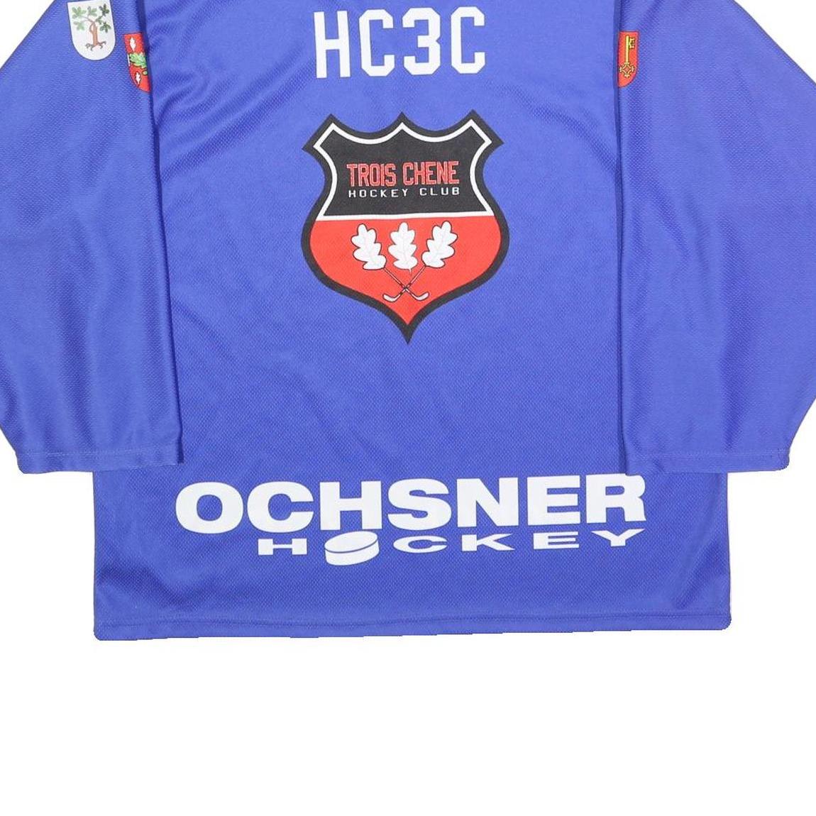 OCHSNER HOCKEY Mens Blue Troischene Hockey Club XS Long Sleeve V-Neck Graphic