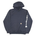 CARHARTT Mens Navy Blue Hoodie M Cotton Blend Pullover Logo Print