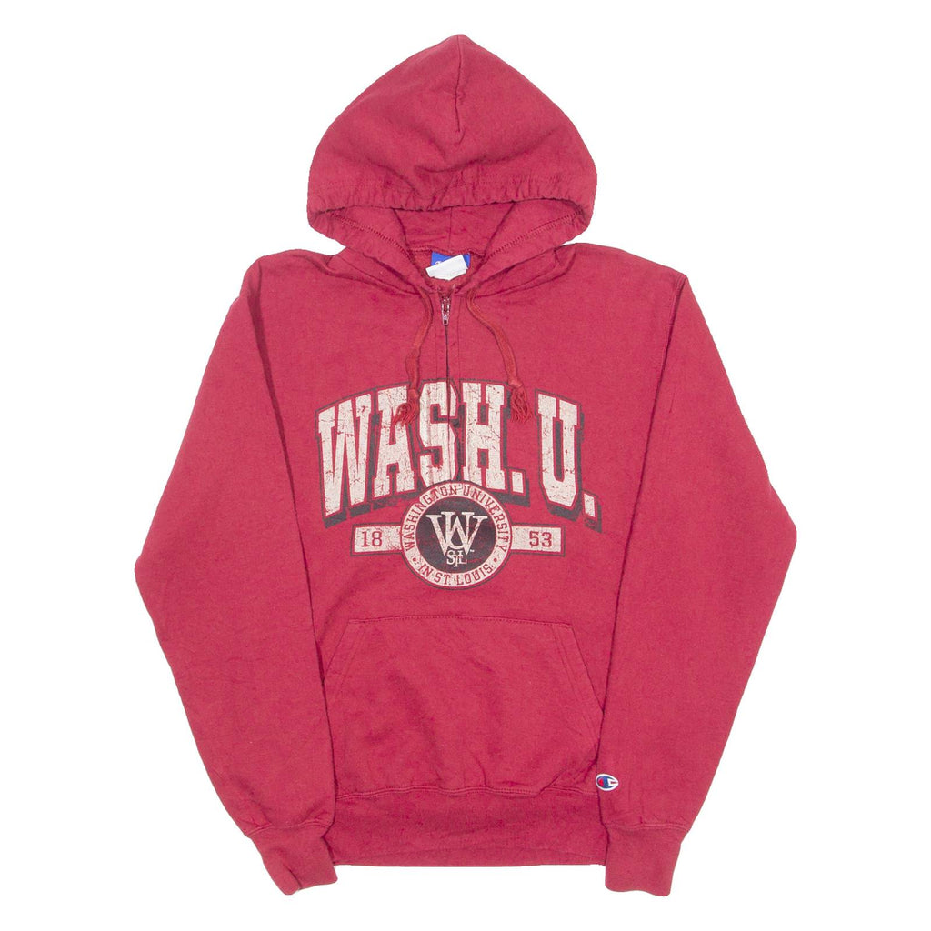 CHAMPION Washington University St. Louis 1/4 Zip Mens Red Hoodie USA S