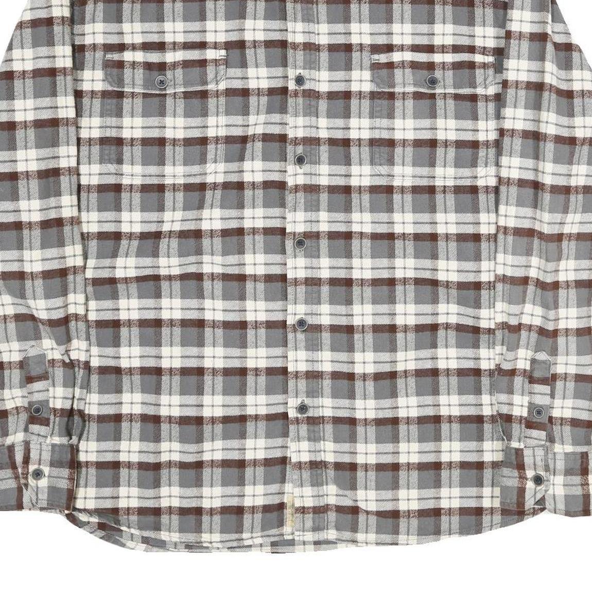 JACHS Mens Grey & Brown Check Shirt 2XL Long Sleeve Cotton Casual Relaxed Fit