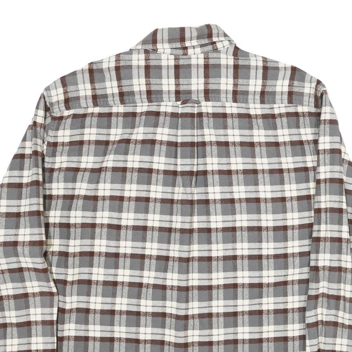 JACHS Mens Grey & Brown Check Shirt 2XL Long Sleeve Cotton Casual Relaxed Fit