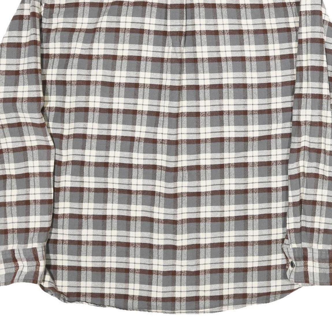 JACHS Mens Grey & Brown Check Shirt 2XL Long Sleeve Cotton Casual Relaxed Fit