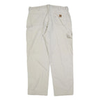 CARHARTT Mens Cotton Beige Relaxed Straight Trousers W40 L34 Workwear Casual Zip