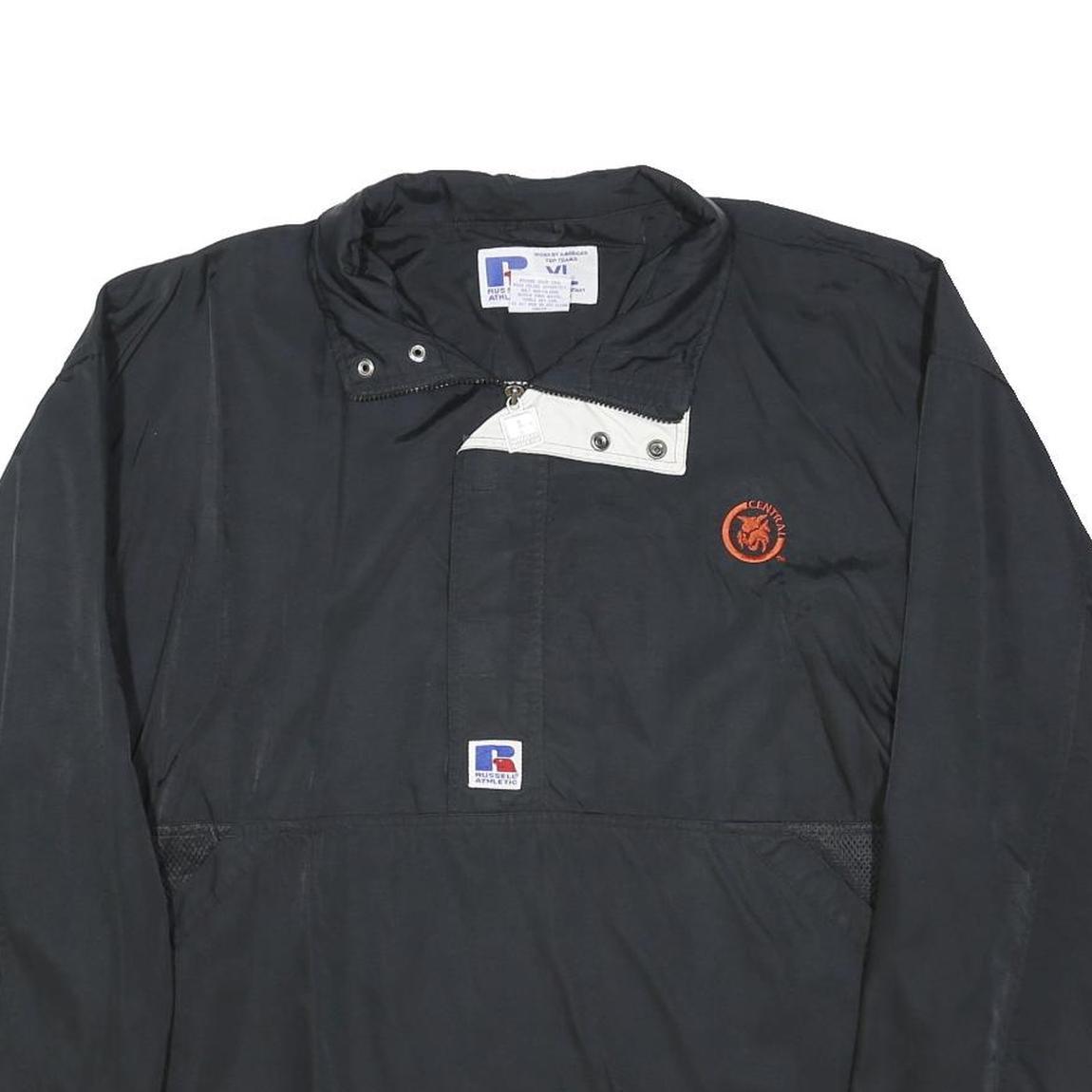 RUSSELL ATHLETIC Mens Black Classic Jacket XL Polyester Blend Zip Plain Sports