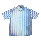 NAUTICA Mens Blue & White Striped Shirt L Cotton Blend Casual Button Front