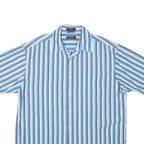 NAUTICA Mens Blue & White Striped Shirt L Cotton Blend Casual Button Front