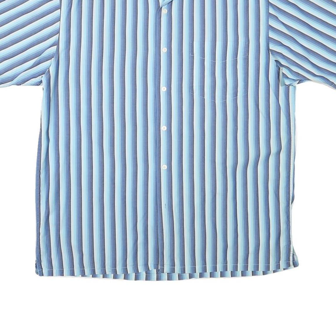 NAUTICA Mens Blue & White Striped Shirt L Cotton Blend Casual Button Front