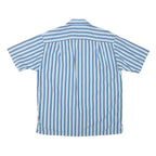 NAUTICA Mens Blue & White Striped Shirt L Cotton Blend Casual Button Front