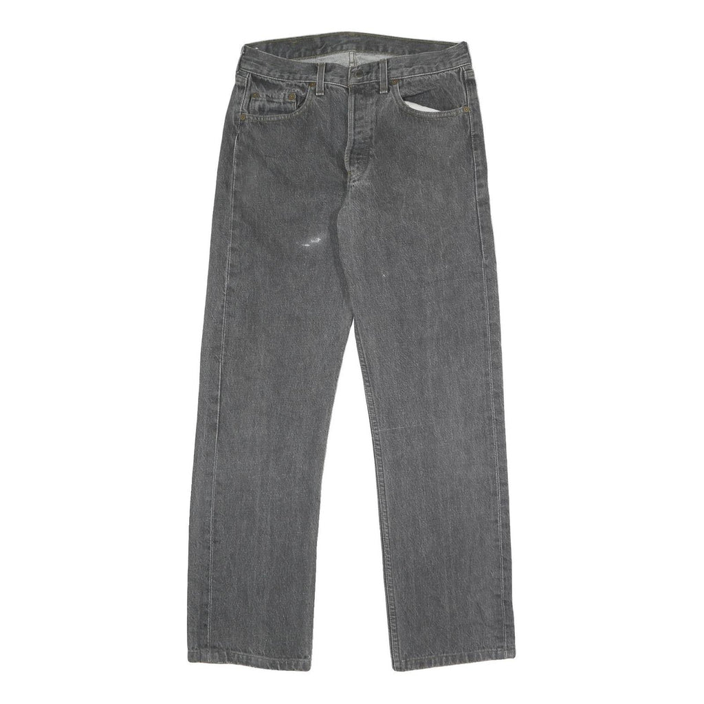LEVI'S 501 Mens Jeans Black Classic Straight Denim Medium W30 L32 Button Closure