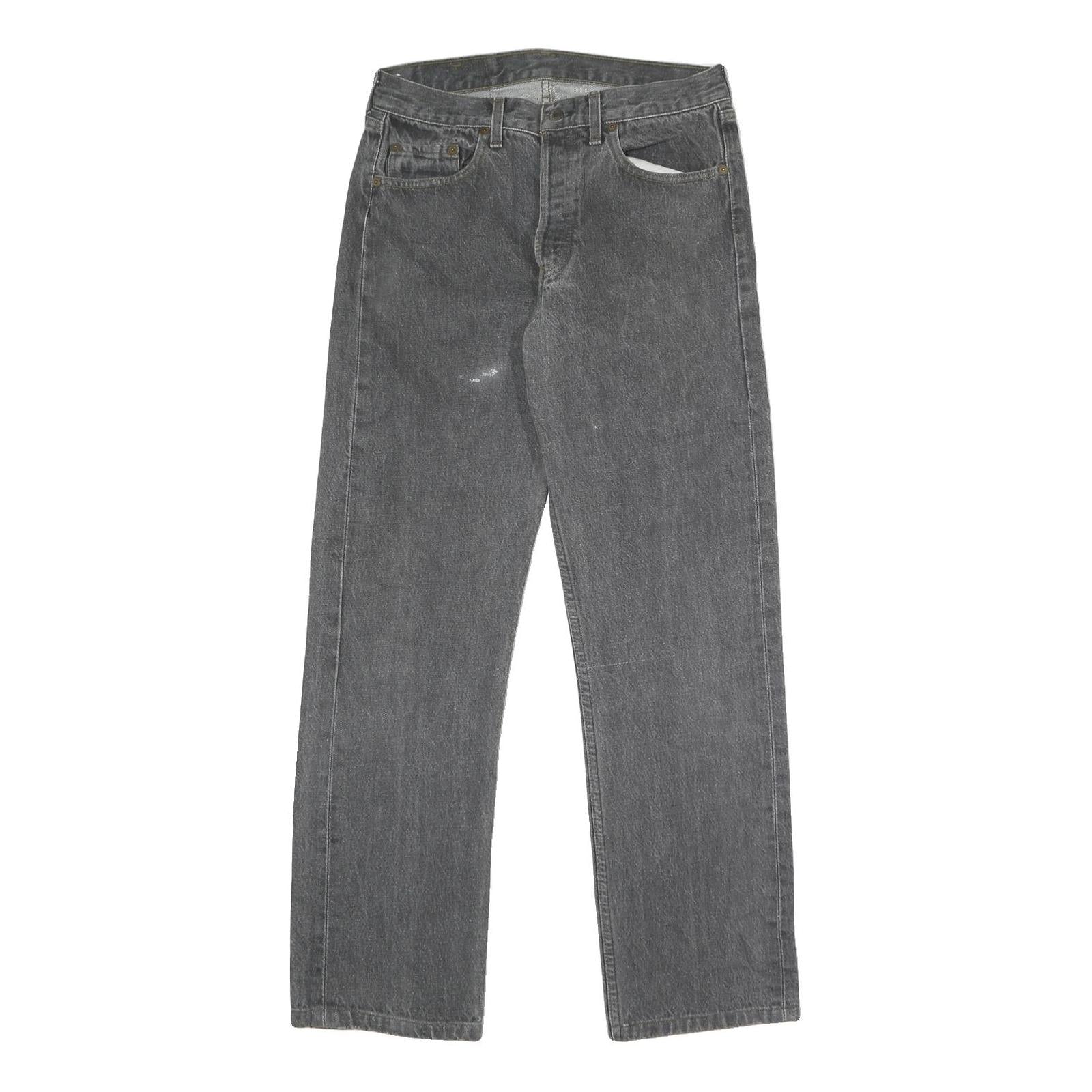 LEVI'S 501 Mens Jeans Black Classic Straight Denim Medium W30 L32 Button Closure