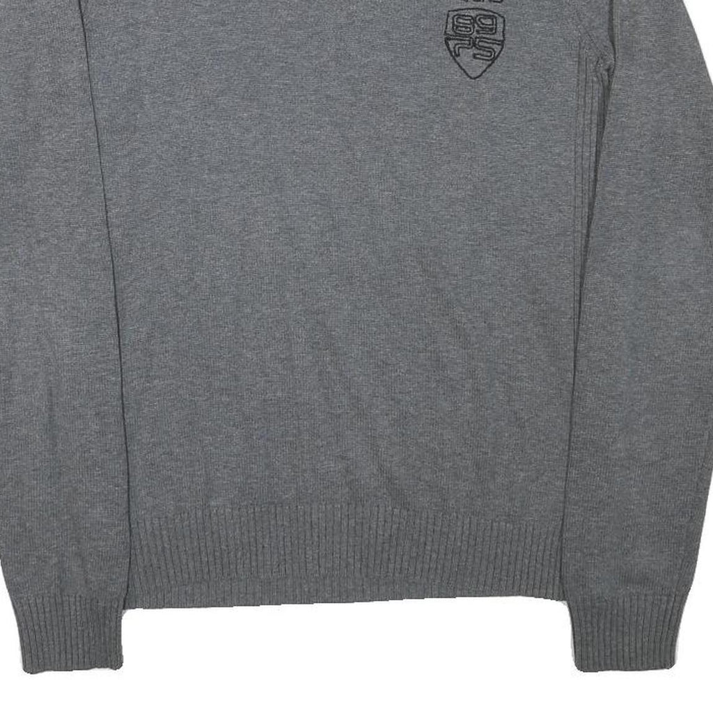 JACK AND JONES Mens Grey Cotton Blend Casual V-Neck Regular Fit Jumper S