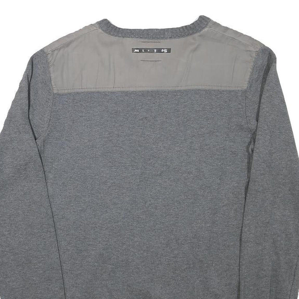 JACK AND JONES Mens Grey Cotton Blend Casual V-Neck Regular Fit Jumper S