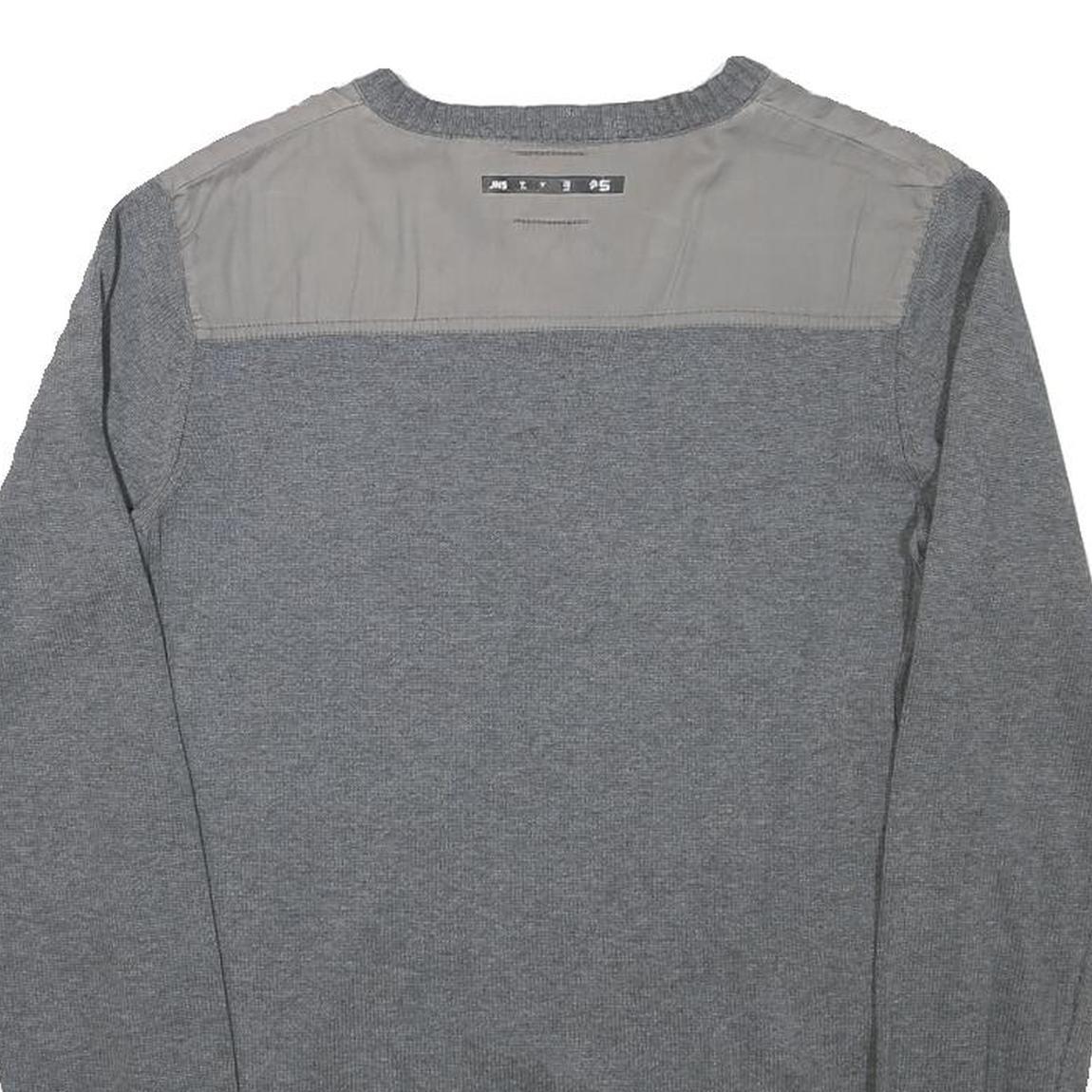 JACK AND JONES Mens Grey Cotton Blend Casual V-Neck Regular Fit Jumper S