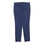 H&M Mens Polyester Blend Blue Slim Straight Trousers W30 L30 Formal Workwear