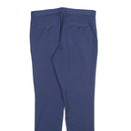 H&M Mens Polyester Blend Blue Slim Straight Trousers W30 L30 Formal Workwear