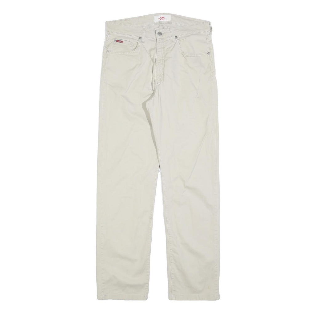 LEE COOPER Mens Cotton Blend White Regular Straight Trousers W33 L34 Classic Zip
