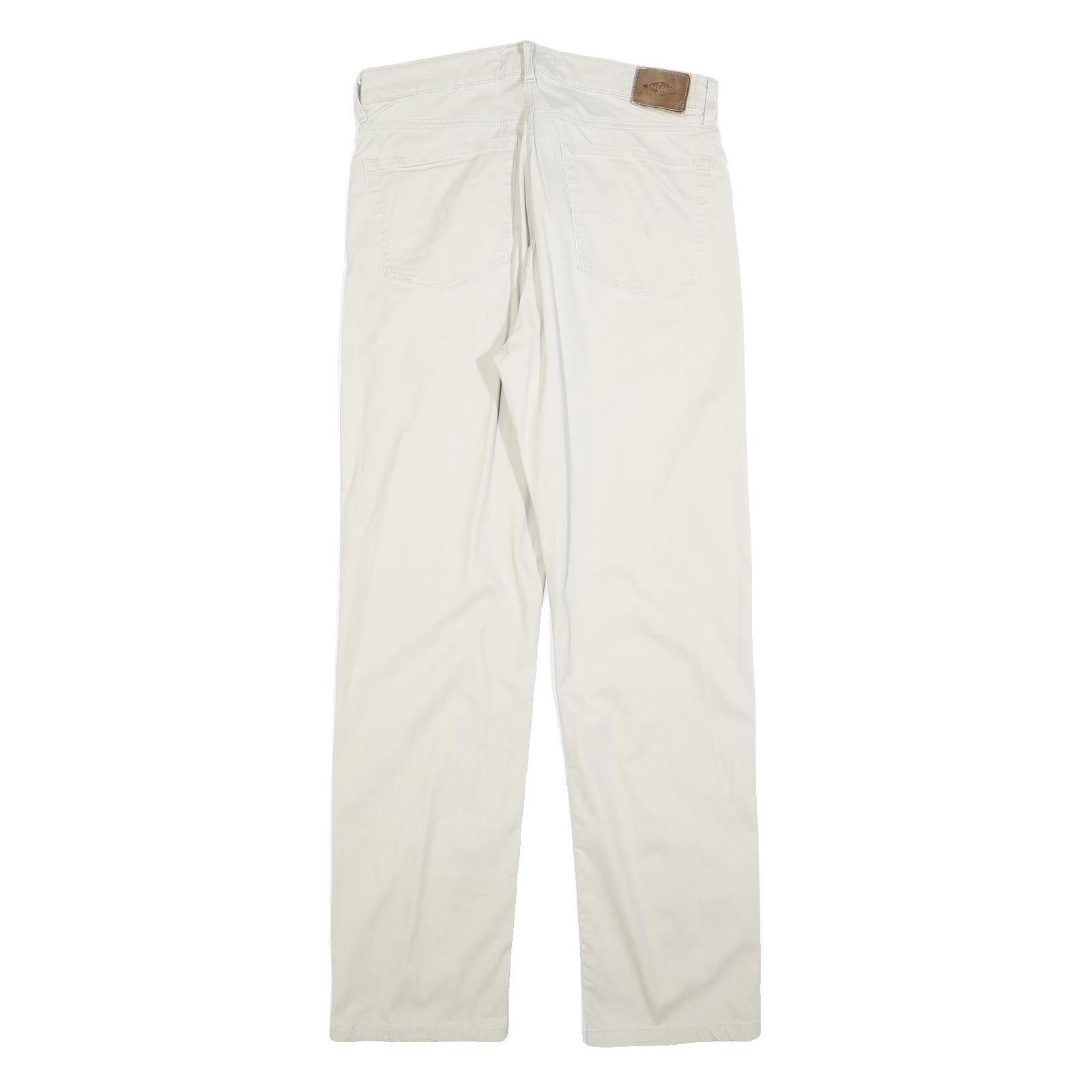 LEE COOPER Mens Cotton Blend White Regular Straight Trousers W33 L34 Classic Zip