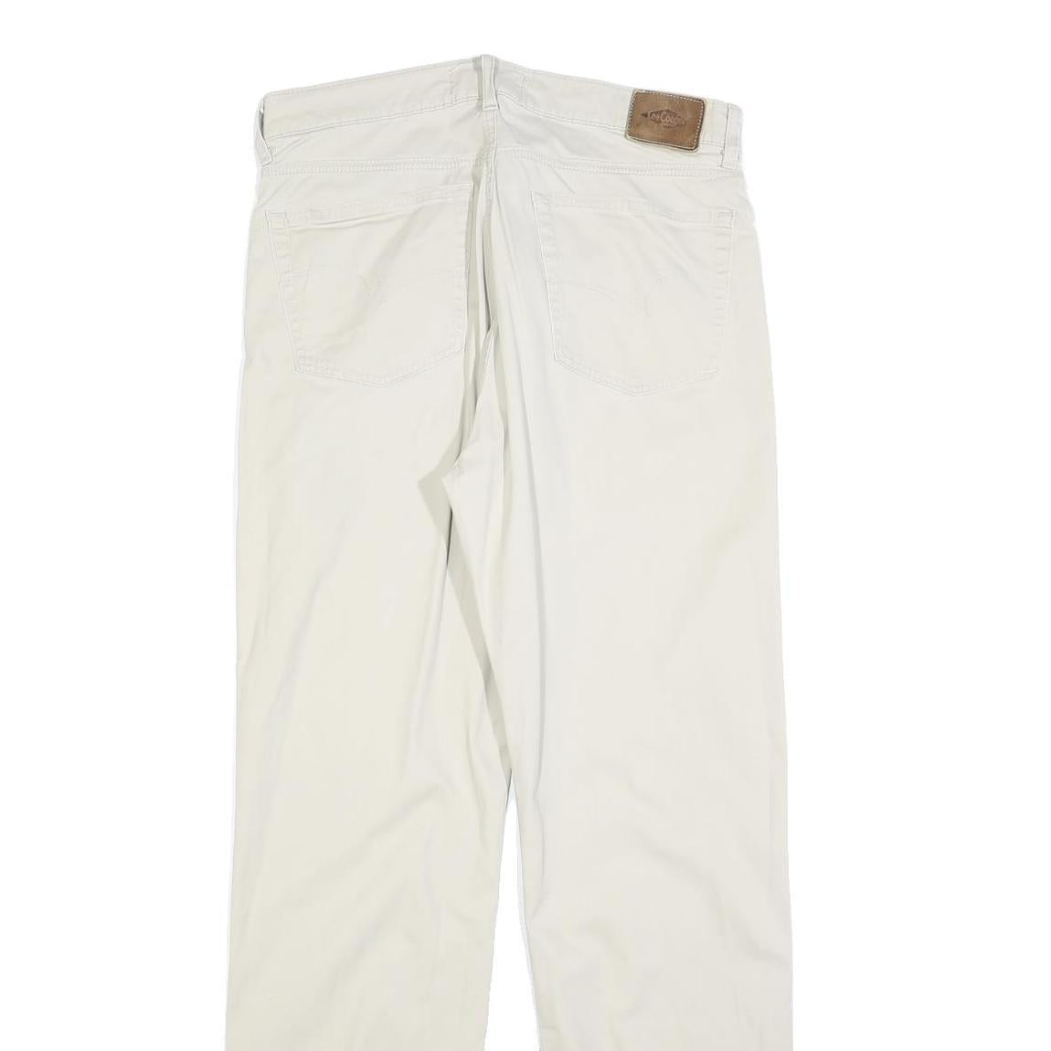 LEE COOPER Mens Cotton Blend White Regular Straight Trousers W33 L34 Classic Zip