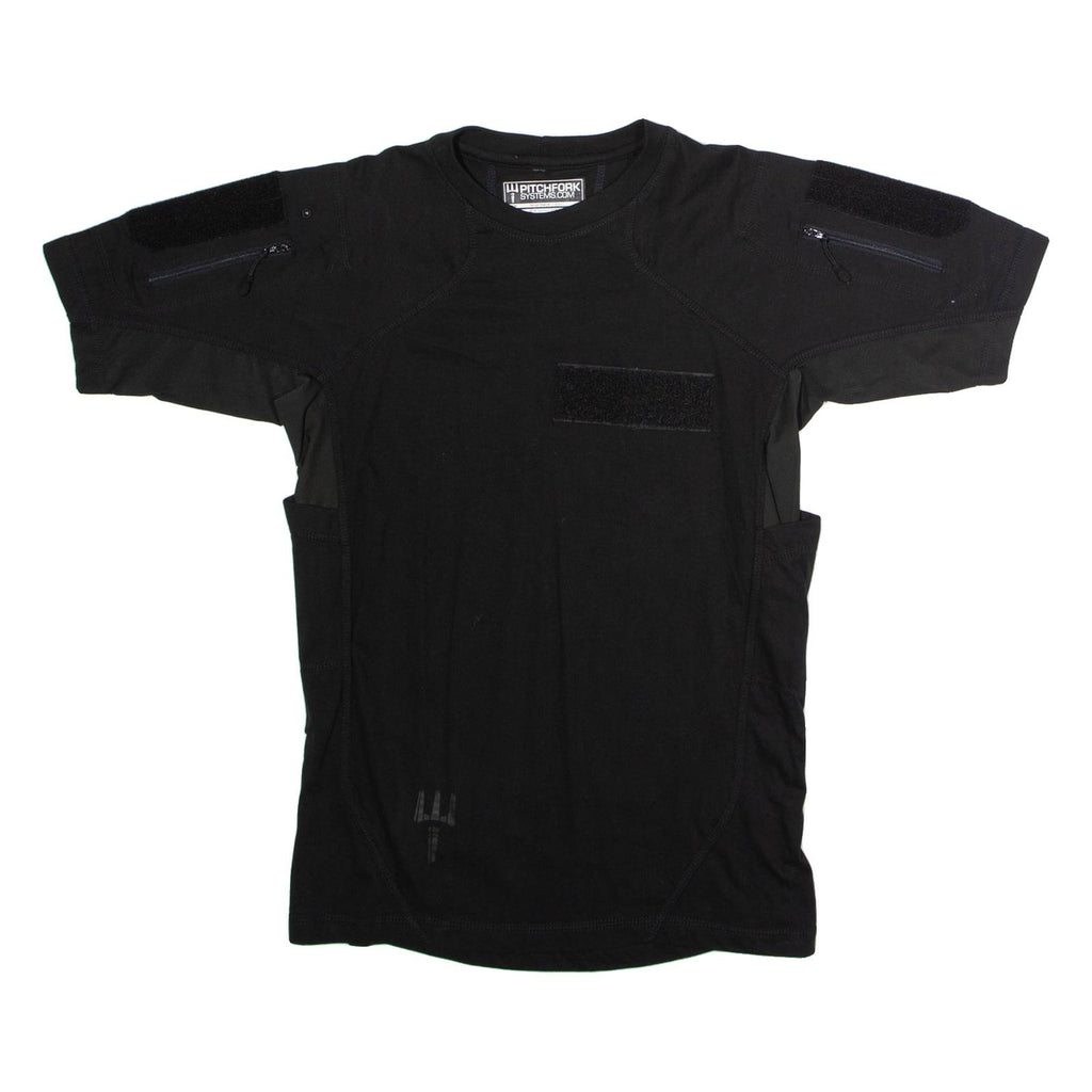 PITCHFORK SYSTEMS Range Master Mens T-Shirt Black Crew Neck Cashmere S