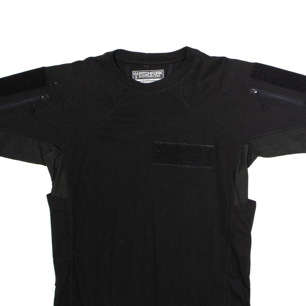 PITCHFORK SYSTEMS Range Master Mens T-Shirt Black Crew Neck Cashmere S
