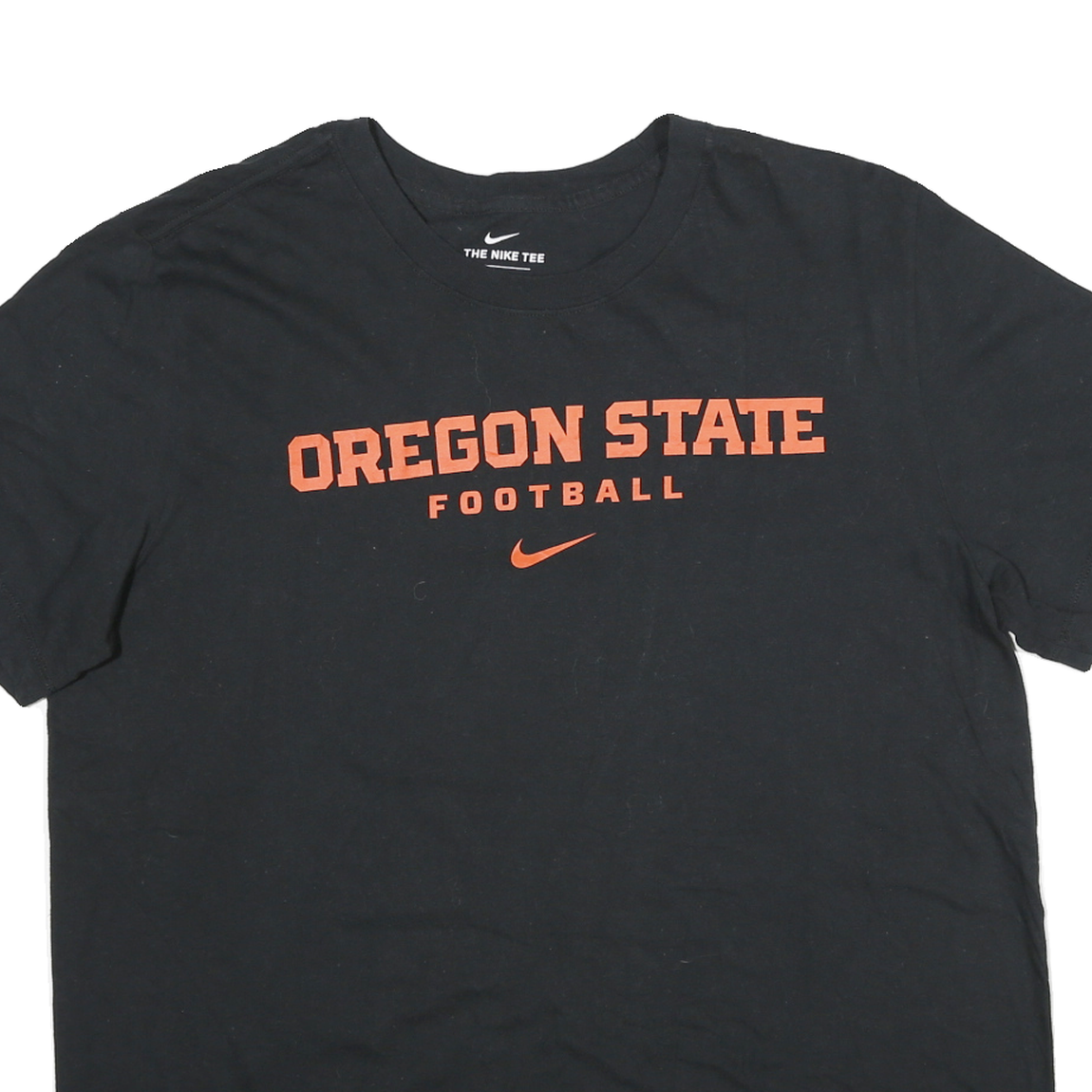 NIKE Mens Black Oregon State Football T-Shirt L Short Sleeve Crew Neck Cotton