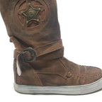 CHANEL Womens Brown Suede Biker Boots UK 5 Designer Fashion Statement
