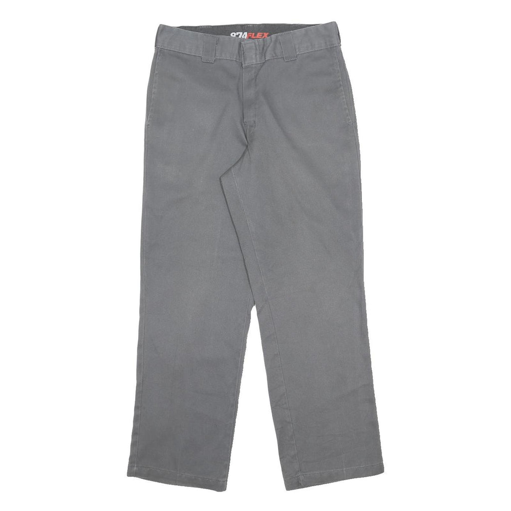 DICKIES Mens Cotton Blend Grey Regular Straight Trousers W33 L30 Workwear Casual