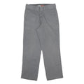 DICKIES Mens Cotton Blend Grey Regular Straight Trousers W33 L30 Workwear Casual