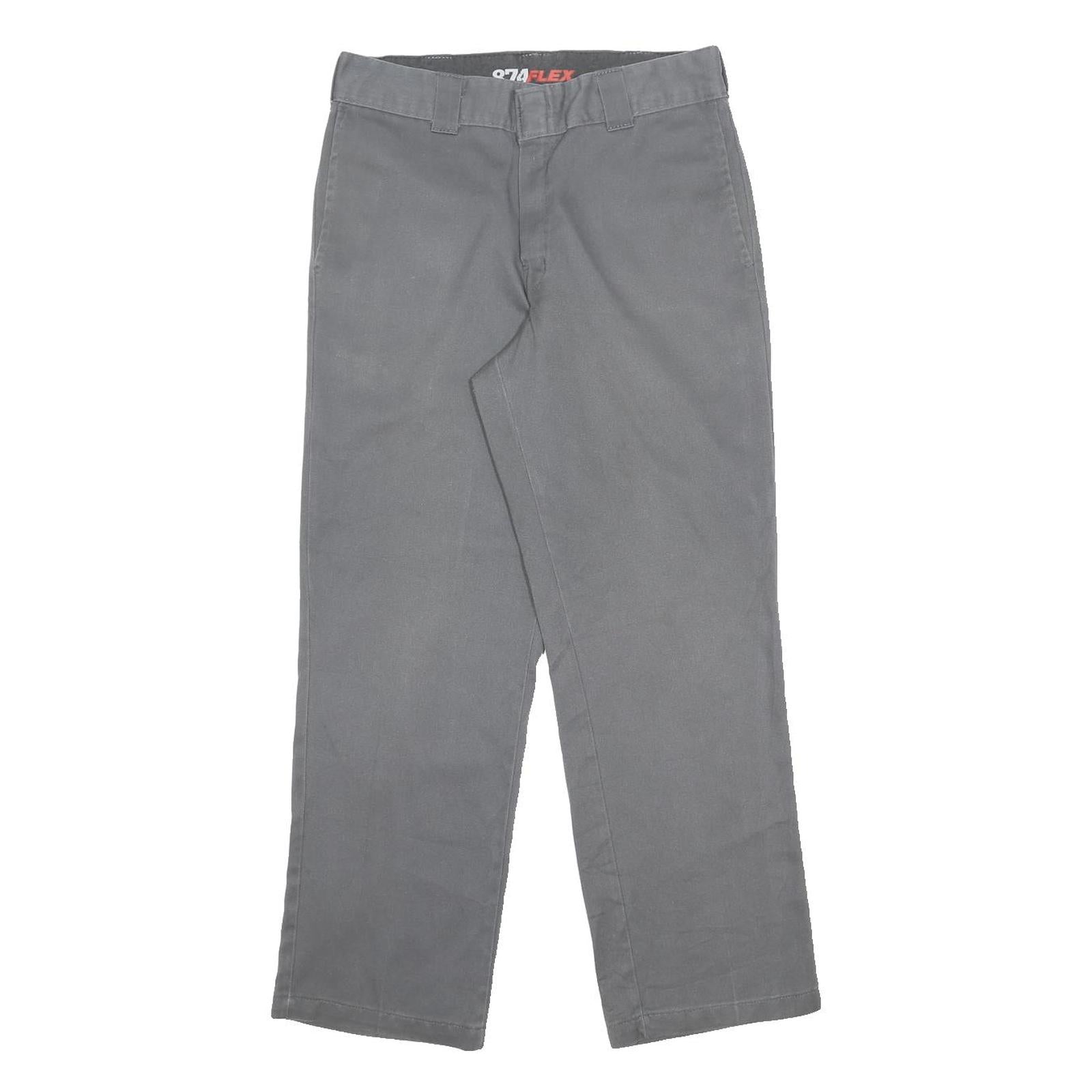 DICKIES Mens Cotton Blend Grey Regular Straight Trousers W33 L30 Workwear Casual