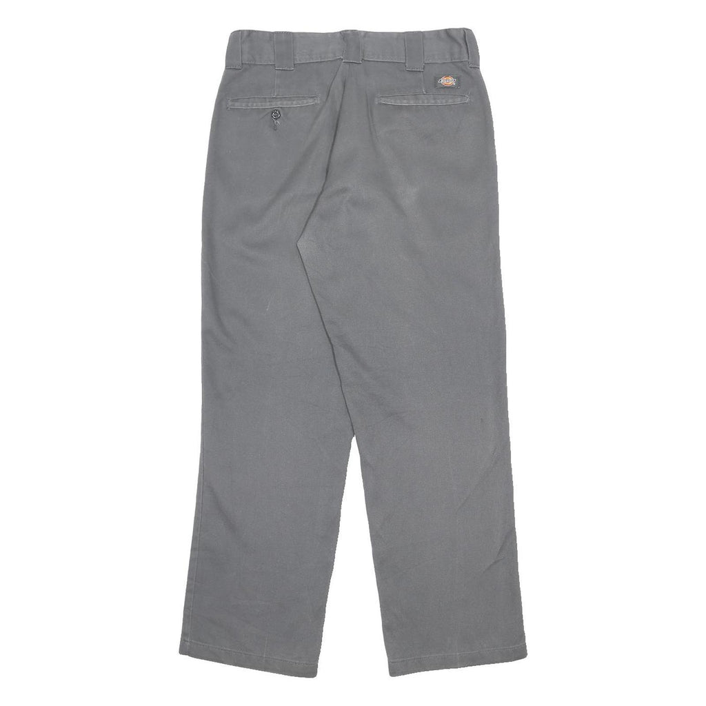 DICKIES Mens Cotton Blend Grey Regular Straight Trousers W33 L30 Workwear Casual