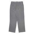 DICKIES Mens Cotton Blend Grey Regular Straight Trousers W33 L30 Workwear Casual