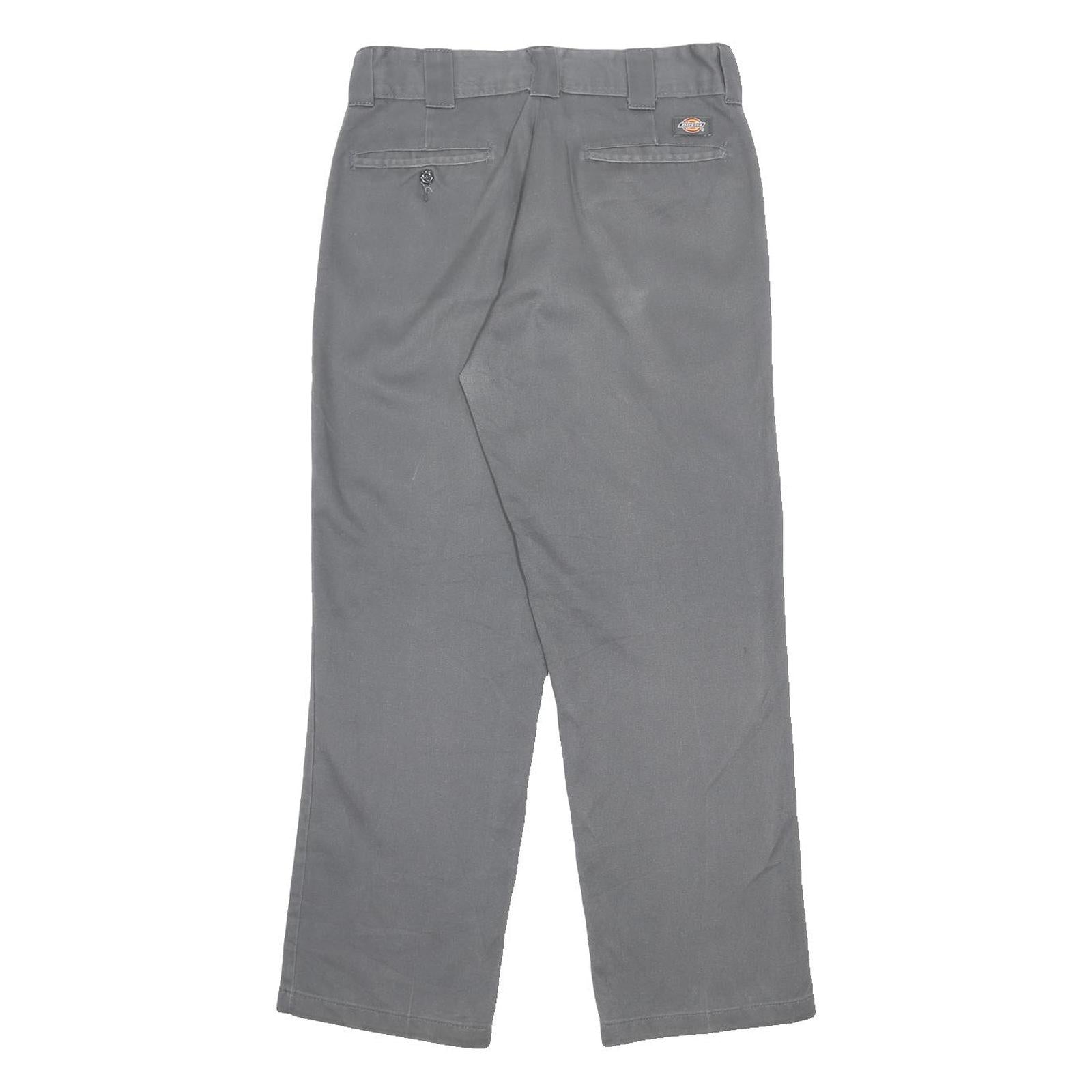 DICKIES Mens Cotton Blend Grey Regular Straight Trousers W33 L30 Workwear Casual