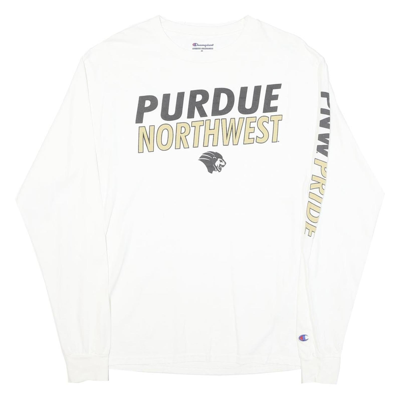 CHAMPION Mens White Purdue Northwest Long Sleeve Crew Neck T-Shirt M
