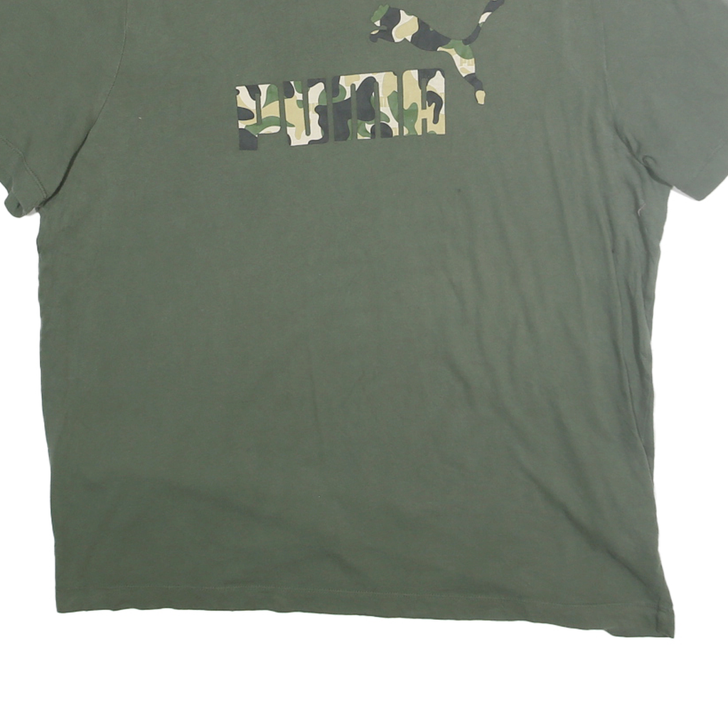 PUMA Mens Green Camouflage Graphic T-Shirt XL Short Sleeve Crew Neck Casual