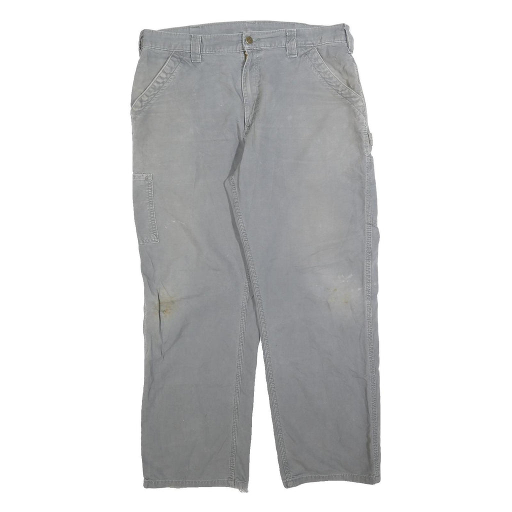 CARHARTT Mens Cotton Blend Grey Regular Fit Straight Leg Trousers W36 L32